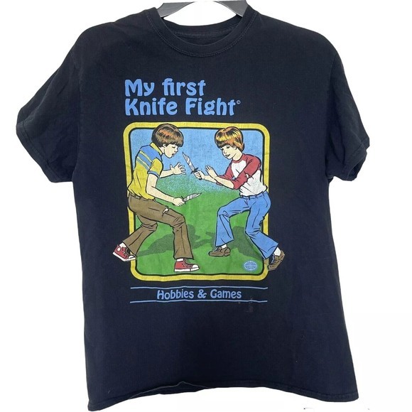 Hot Top T Shirt Sz Medium Black Graphic Cartoon Hobbies Games Gothic Grunge - Picture 1 of 12